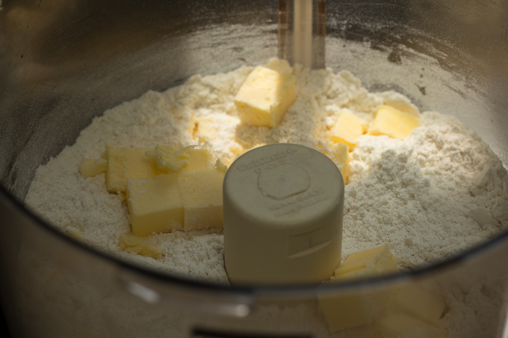 Very cold cubelets of butter ready for their whirl