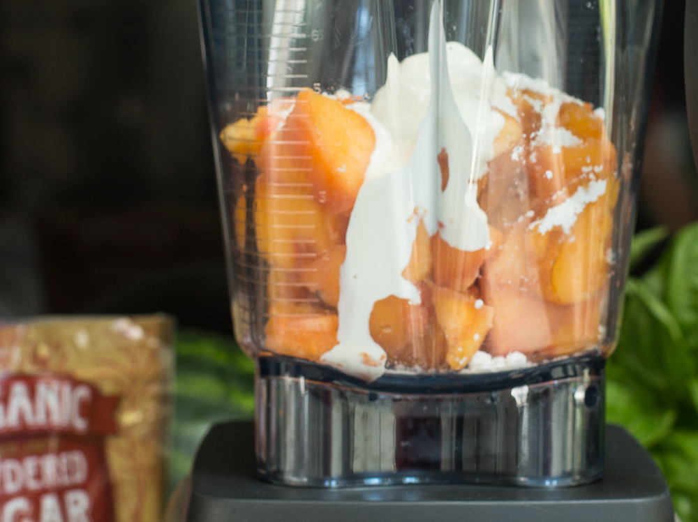 1. Peaches 2. Creme Fraiche 3. Sugar THREE Ingredients!