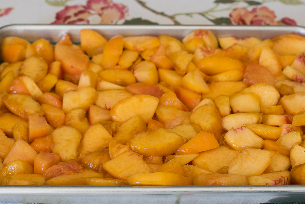Four Cups of Prepared Peaches Fill a 9 x 13-inch Pan