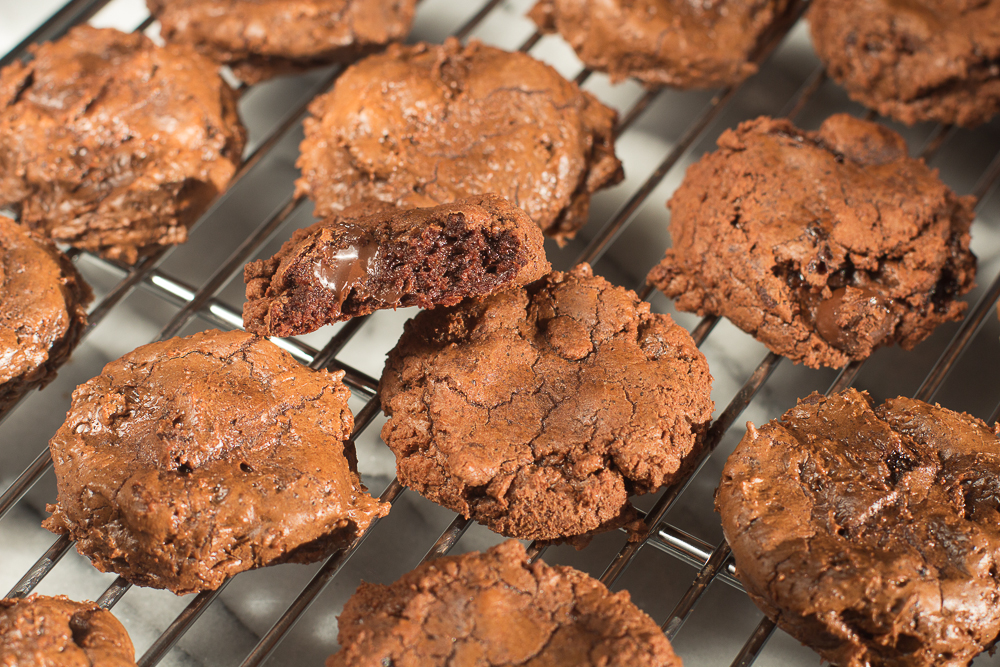 Chocolate Cherry Cookies Cooling Close