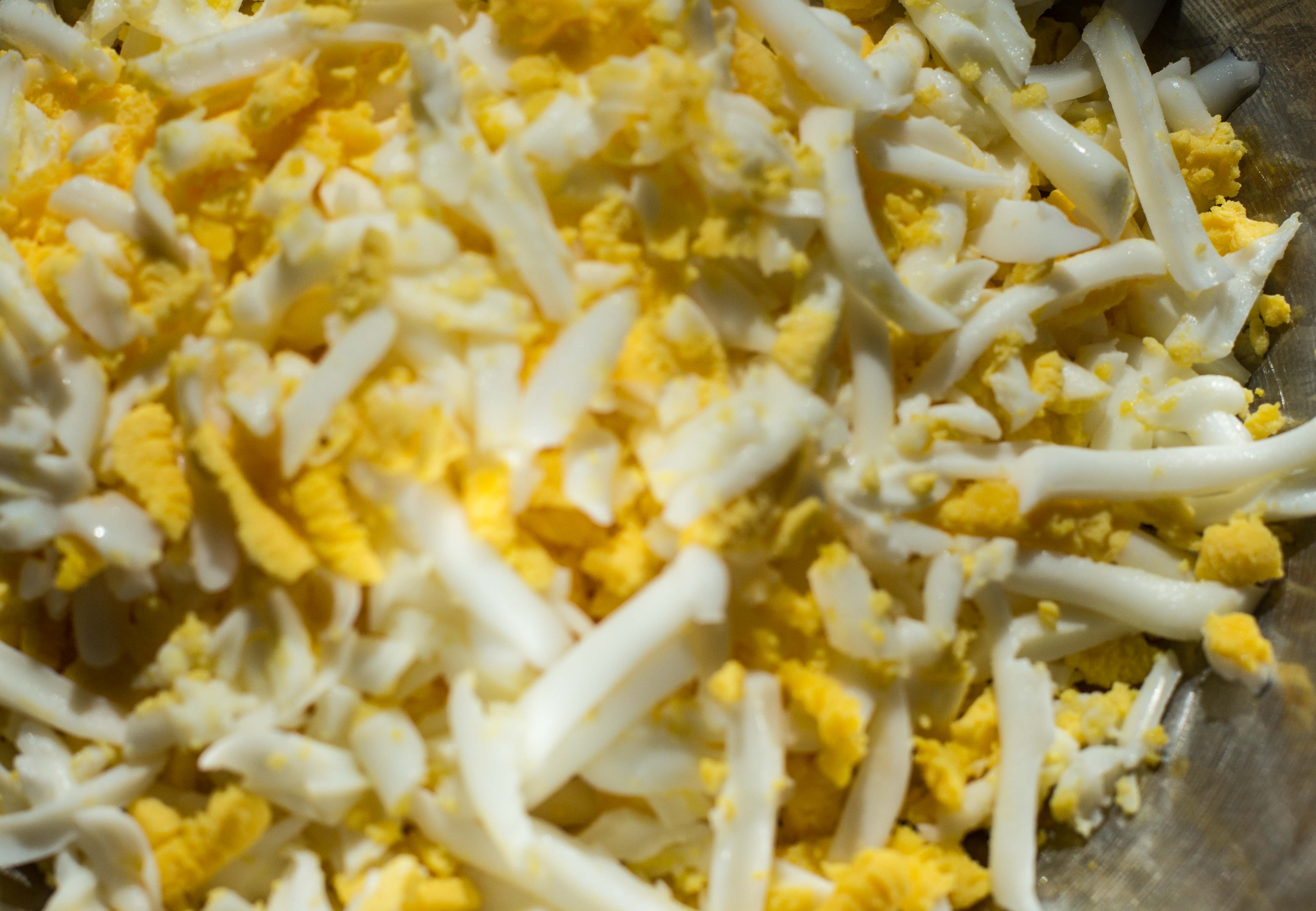 Grating eggs results in crazy-light textured salad