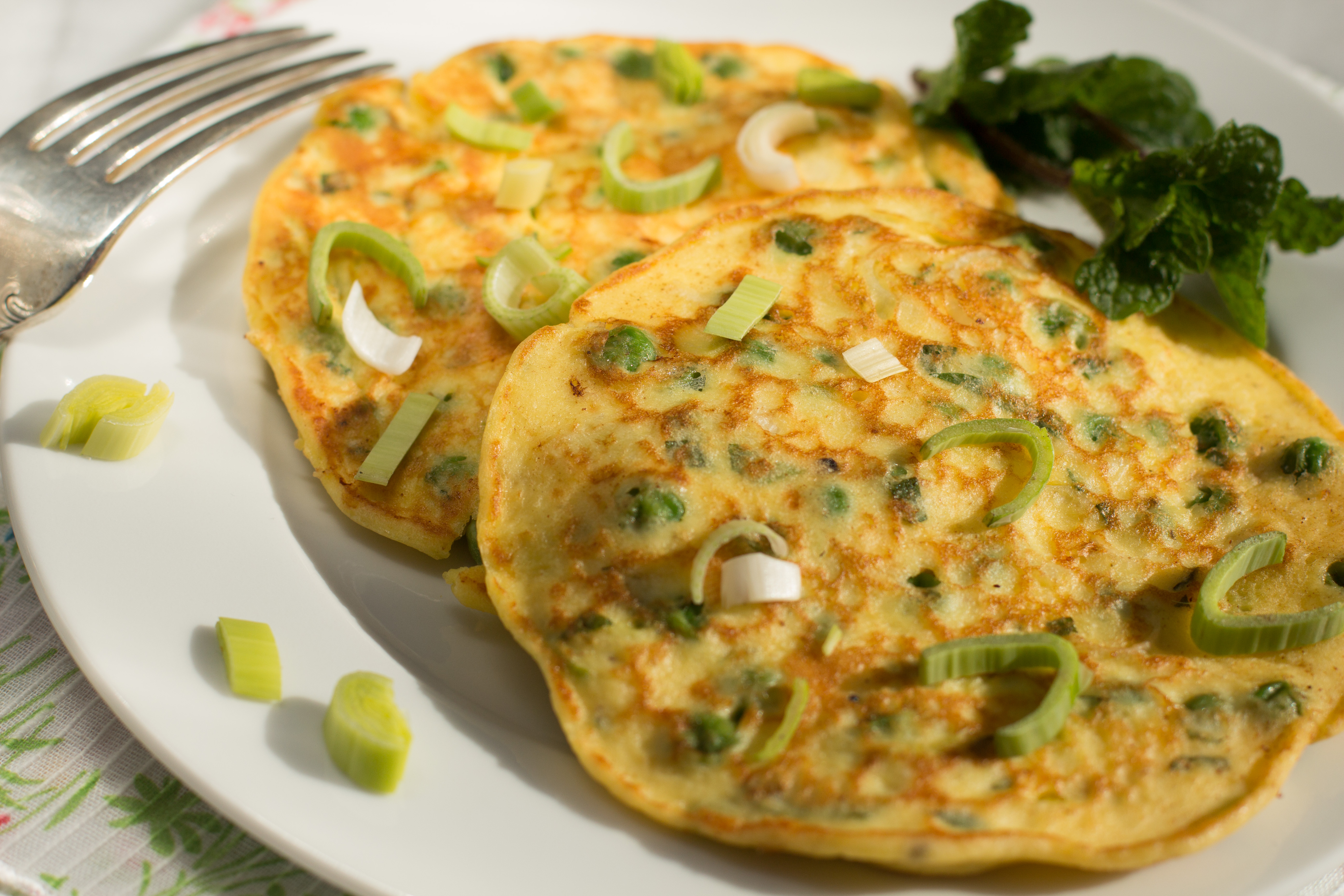 Savory Spring Garlic and Pea Pancakes