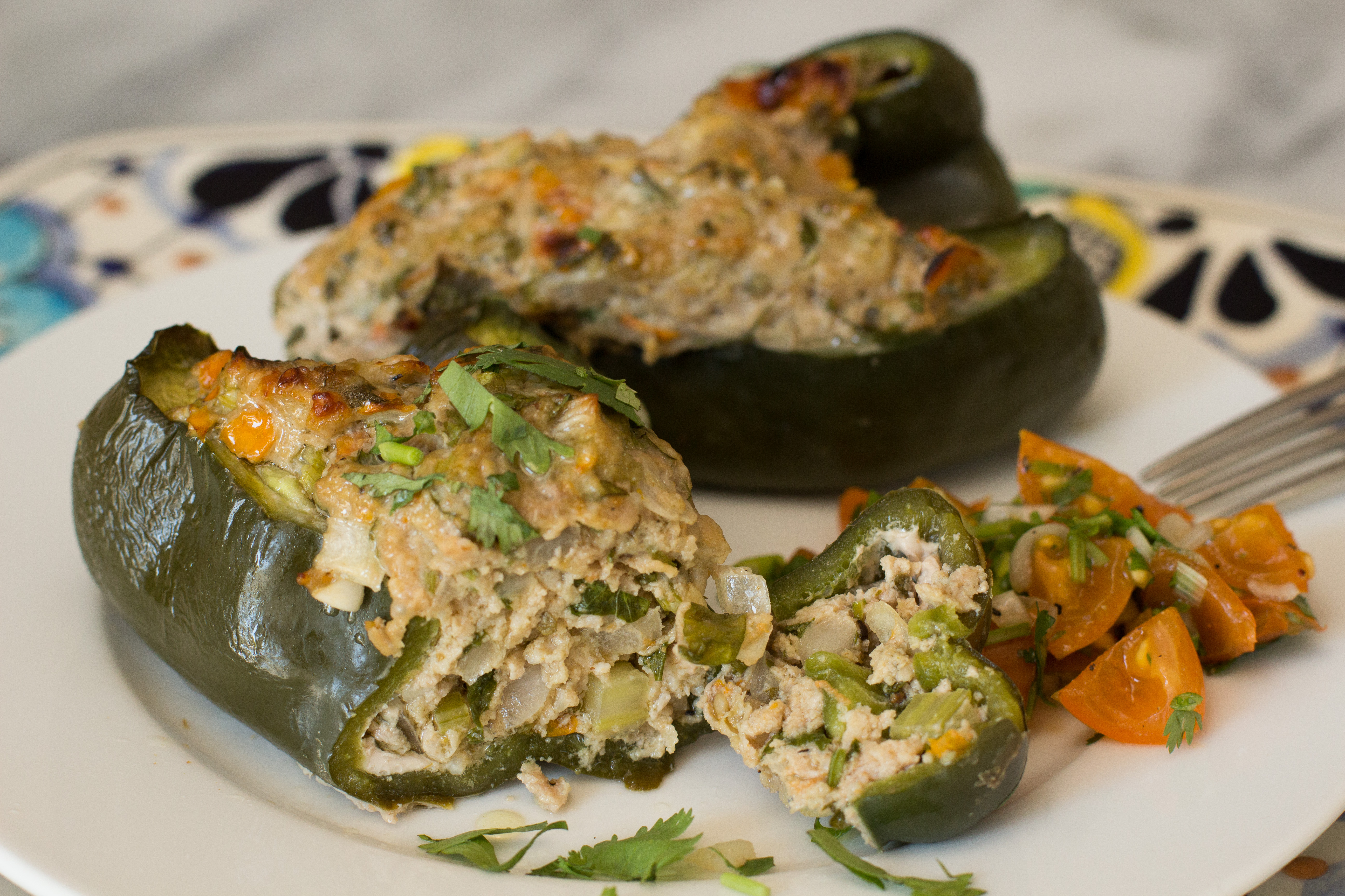 Pork Stuffed Poblano Peppers