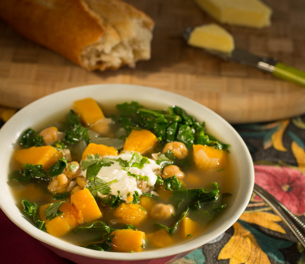 Butternut Squash, Chickpea and Kale Soup
