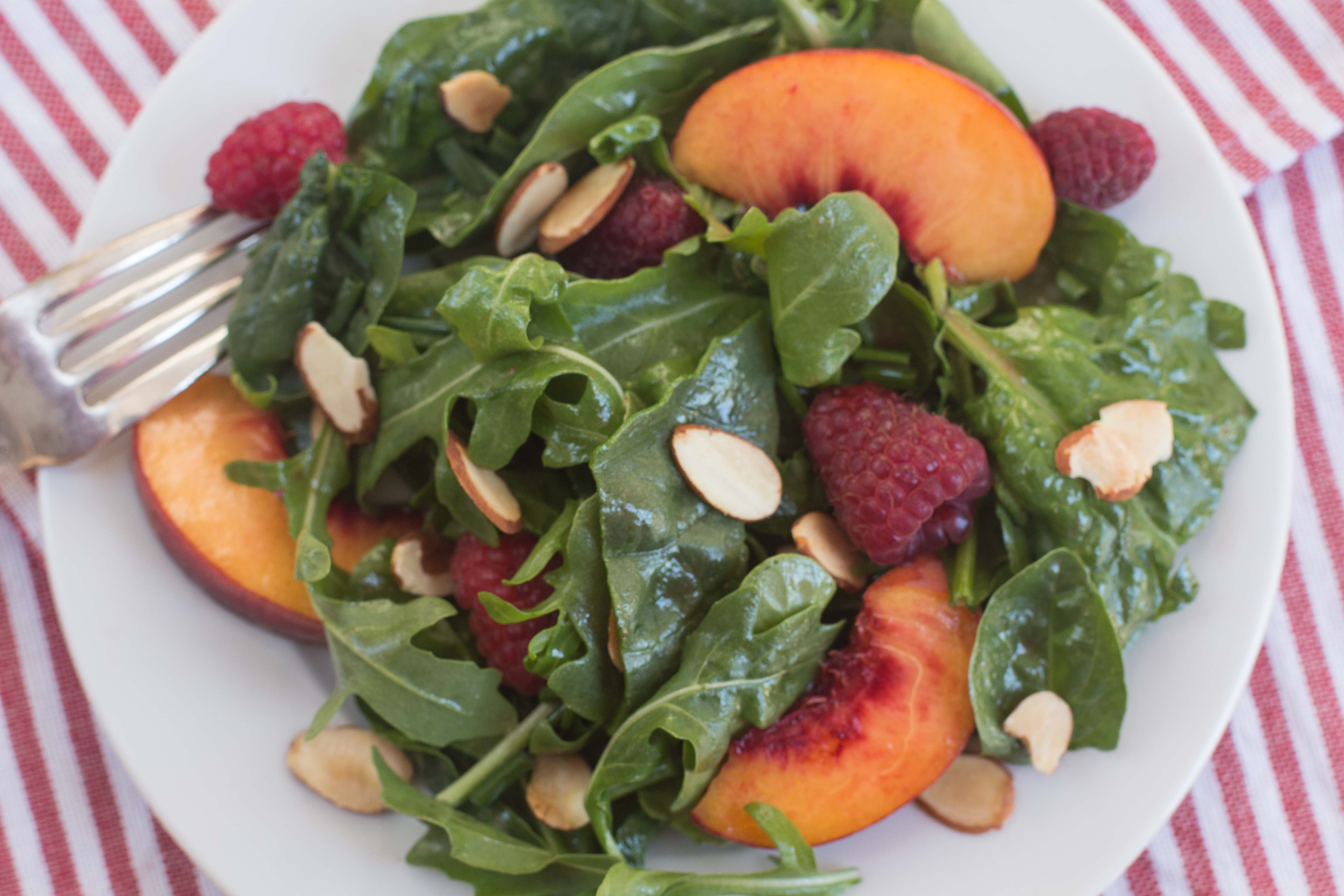 Summer Peach Salad with Raspberry Vinaigrette
