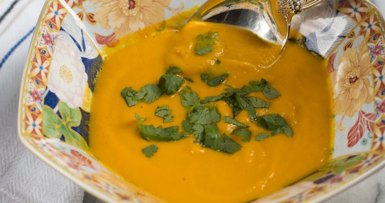 Roasted Carrot Soup with Ginger and Turmeric