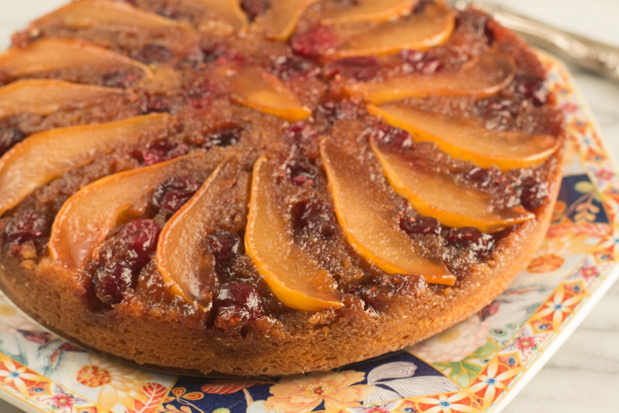 Pear Cranberry Upside Down Cake