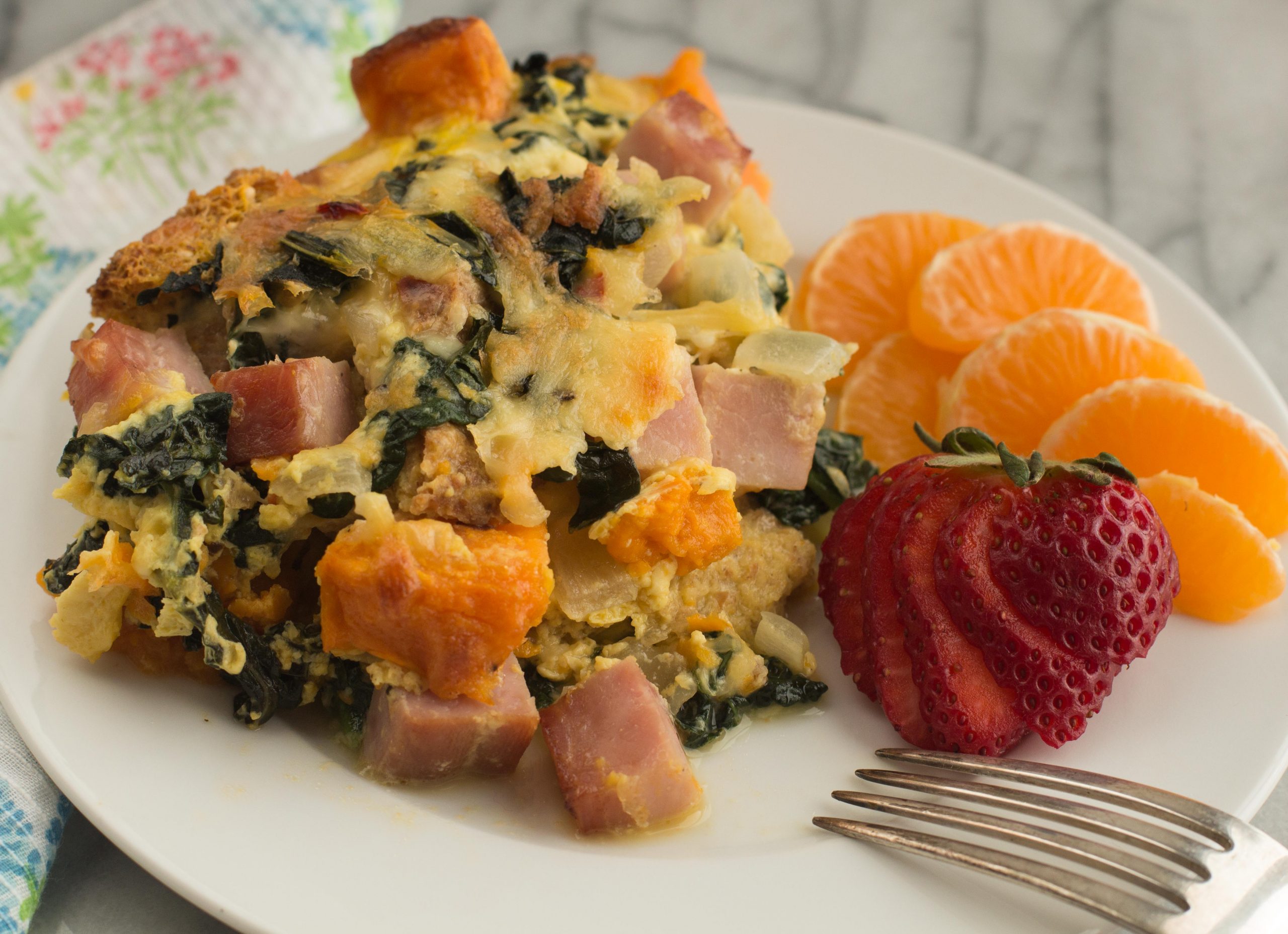 Ham and Sweet Potato Strata