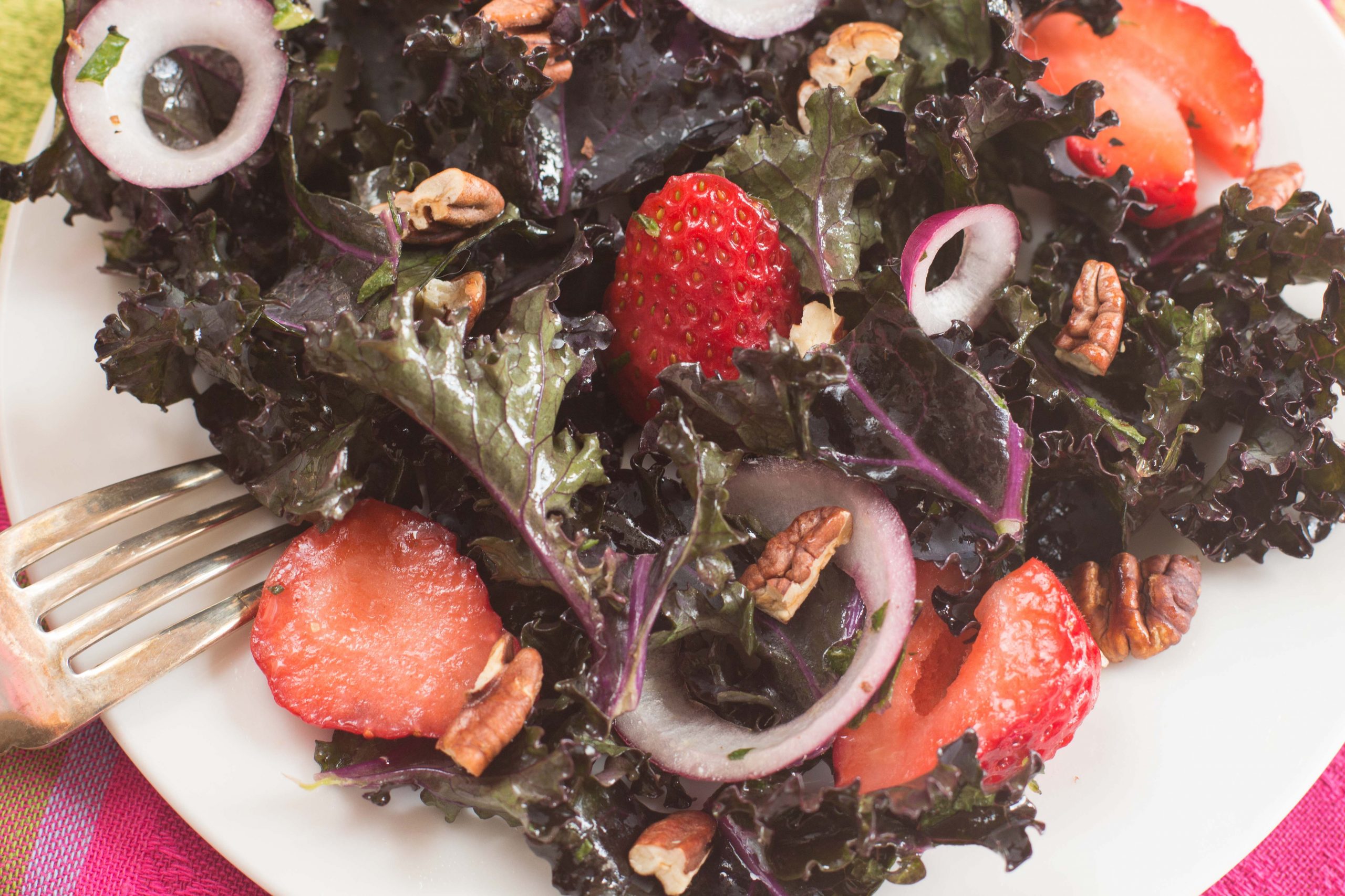 Strawberry Kale Salad with Lemon Mint Dressing