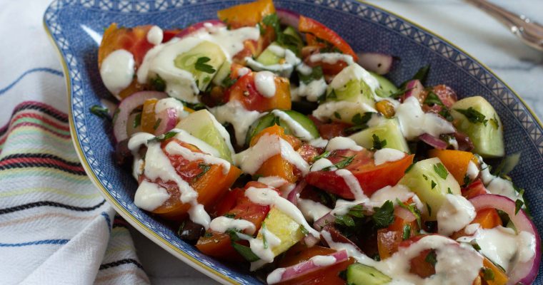 Summer Chopped Salad with Creamy Feta Dressing