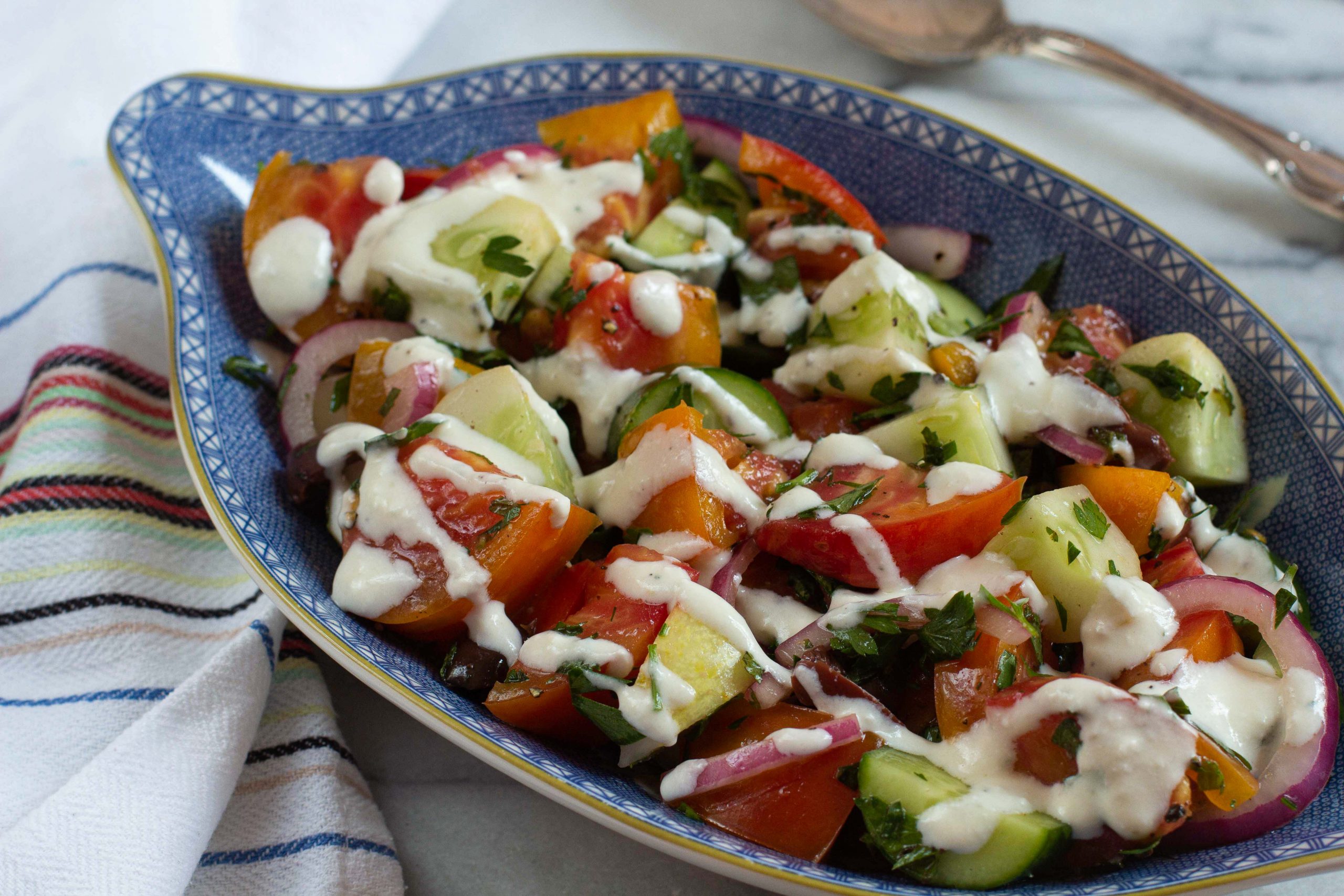 Summer Chopped Salad with Creamy Feta Dressing