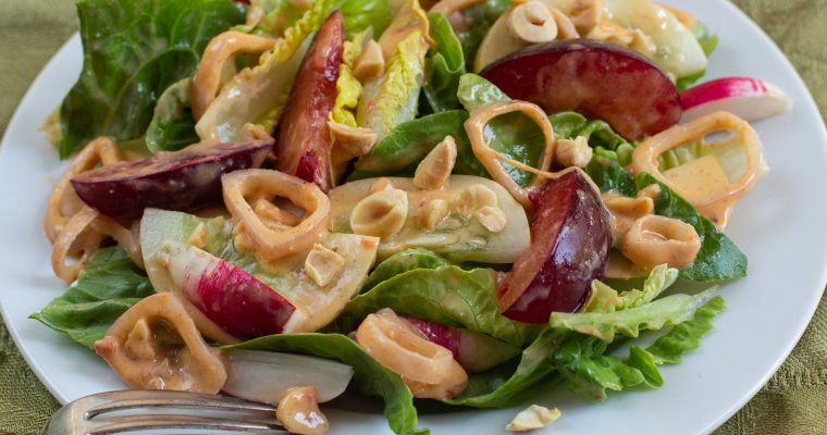 Piedmont Plum Salad with Spicy Peanut Dressing