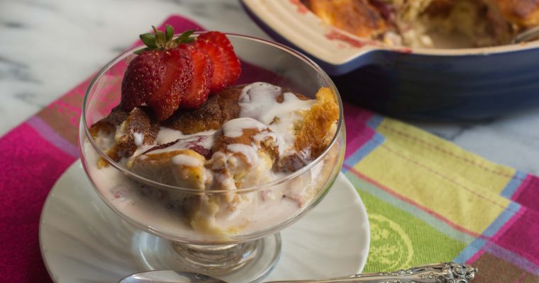 Strawberry Brioche Bread Pudding