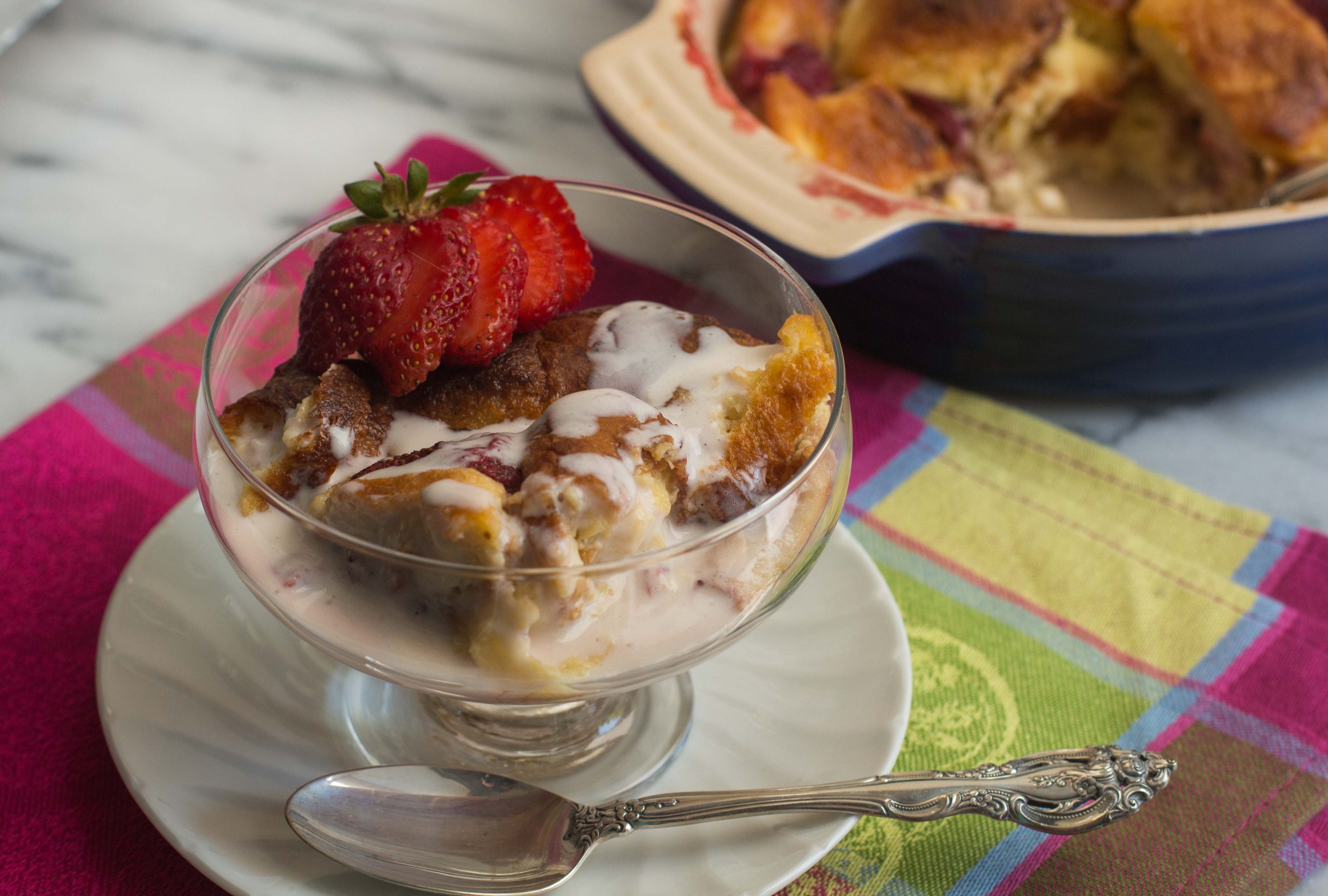 Strawberry Brioche Bread Pudding